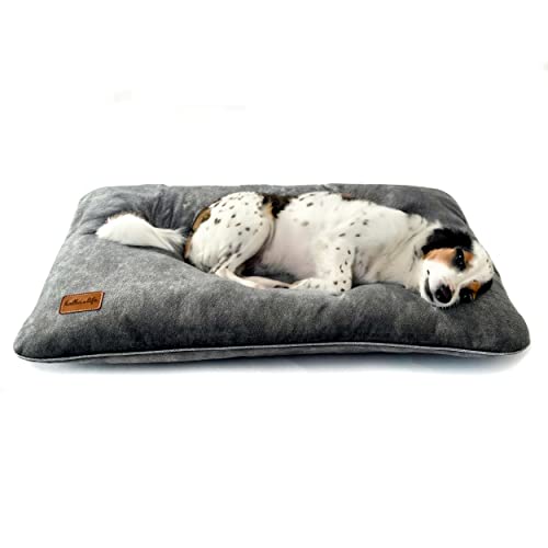 Halkalife Hundekissen, Hundekissen aus dickem Polstermaterial, Kissen für einen mittelgroßen Hund, Hundebett aus Velours, Abnehmbares Hundebett (M, Grau) von Halkalife