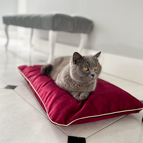 Wasserdichtes Kissen für Hunde und Katzen. Haustierfreundliches Materialbett für Haustiere. (XS, Kirsche) von Halkalife