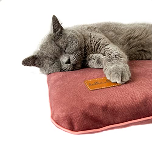 Samtkissen für Hunde und Katzen. Robustes, gepolstertes, haustierfreundliches Materialbett für Haustiere. Kissen für Hund. Weiches Kissen für Katze. (XS, schmutziges Rosa) von Halkalife