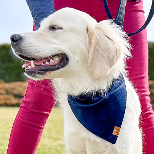 Zweifarbige Bandanas aus Samt für Haustiere. wasserdichte, strapazierfähige Bandanas für Hunde und Katzen. (Schmutziges Rosa und Marineblau, L) von Halkalife