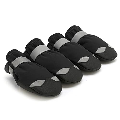 Haloppe 4Pcs Pet Sneakers Keep Warmth Pretty Wear-resistant Dog Booties Black 2 von Haloppe