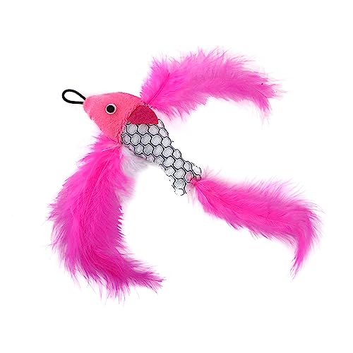Haloppe Cat Wand Toy Plush Fish Cat Teaser Toy Durable Flexible Interessant Lightweight Pink von Haloppe