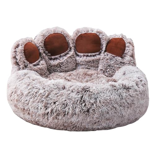 Haloppe Dekoratives Haustierbett in Pfotenform, hochwertige Baumwollfüllung, Hundenest, Pfotenform, warm, bequem, rutschfest, flauschig, Plüschkatze, schlafend, Grau und Weiß, 50 cm Haloppe Dekoratives Haustierbett in Pfotenform, hochwertige Baumwollfüllung, Hundenest, Pfotenform, warm, bequem, rutschfest, flauschig, Plüschkatze, schlafend, Grau und Weiß, 50 cm von Haloppe