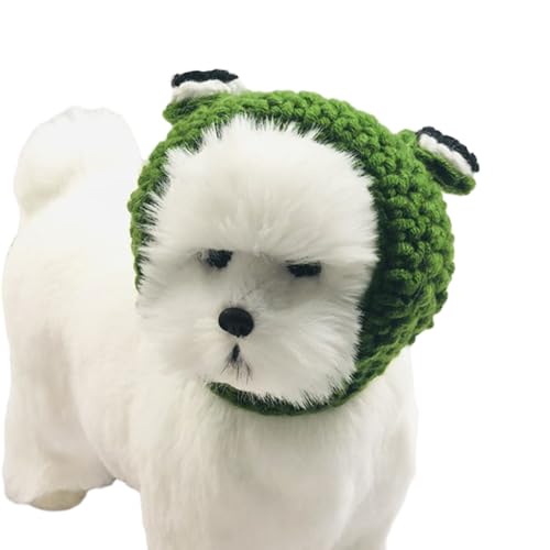 Haloppe Frosch-Haustiermütze, handgestrickt, Haustiermütze, handgestrickt, niedliches 3D-Froschaugen-Dekor, Katzenhut, bequem, warm, Hunde-Kopfbedeckung für Herbst und Winter, Grün, Größe M Haloppe Frosch-Haustiermütze, handgestrickt, Haustiermütze, handgestrickt, niedliches 3D-Froschaugen-Dekor, Katzenhut, bequem, warm, Hunde-Kopfbedeckung für Herbst und Winter, Grün, Größe M von Haloppe