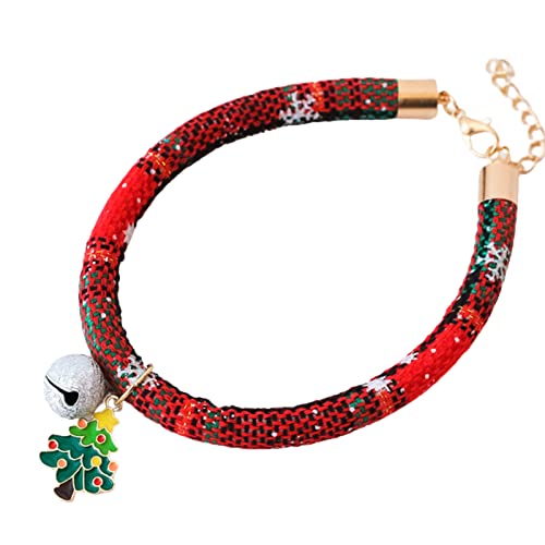 Haloppe Glöckchen Halsband Haustier Katze Xmas Hals Kreis Dekor Verschleißfest Einstellbar Ausgezeichnete Polyester Weihnachtsbaum XS von Haloppe