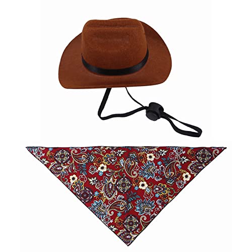 Haloppe Haustier-Schal, bequem, lässig, Cowboy, Kopfbedeckung, 1 Set, tragbar, weinrot, Größe M von Haloppe
