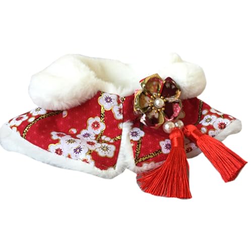 Haloppe Haustier-Schal mit Fleece-Futter, atmungsaktiv, langlebig, Quasten-Design, Rot, Größe XS von Haloppe