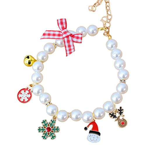 Haloppe Haustierhalsband, leicht zu tragen, Weihnachtsmotiv, Kunstperlen, Katzenhalsband, schön, 3 l Haloppe Haustierhalsband, leicht zu tragen, Weihnachtsmotiv, Kunstperlen, Katzenhalsband, schön, 3 l von Haloppe