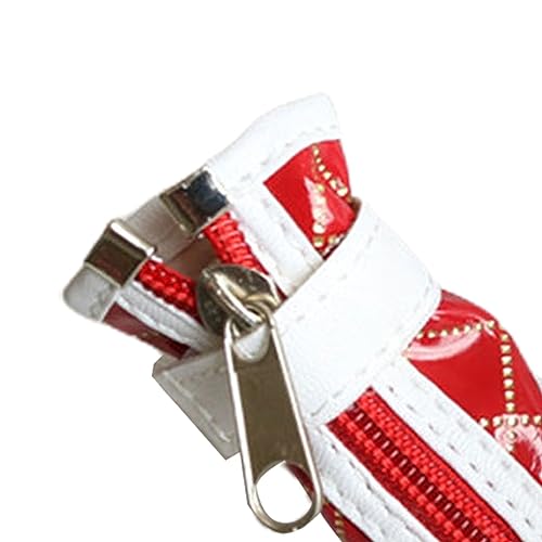 Haloppe Hunde-Sneaker halten Wärme, verstellbare Hundestiefel, mit Band, Rot, Größe 4 von Haloppe