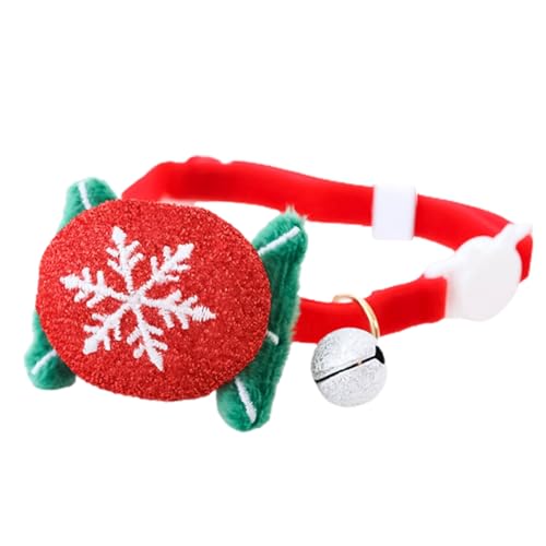 Haloppe Hundehalsband Weihnachten Breakaway Katzen Hunde Halsbänder mit Glocke Mehrfarbig Schneeflocke Weiß S von Haloppe