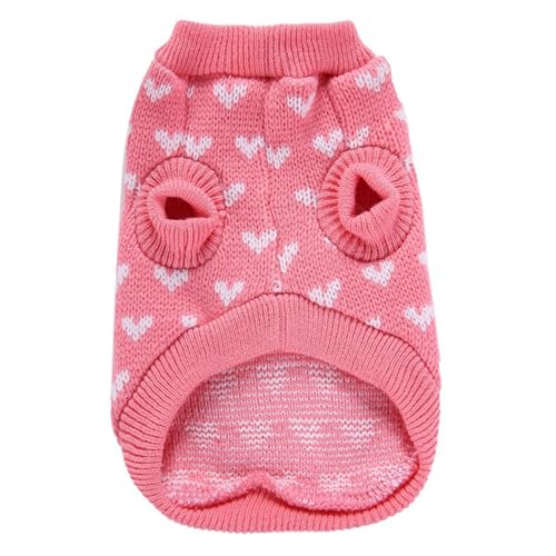 Haloppe Hundepullover für kaltes Wetter, bequem, gestrickt mit bezauberndem Herzmuster, modische Kleidung für gemütlich, warm, weich, attraktiv, Rosa, Größe S Haloppe Hundepullover für kaltes Wetter, bequem, gestrickt mit bezauberndem Herzmuster, modische Kleidung für gemütlich, warm, weich, attraktiv, Rosa, Größe S von Haloppe