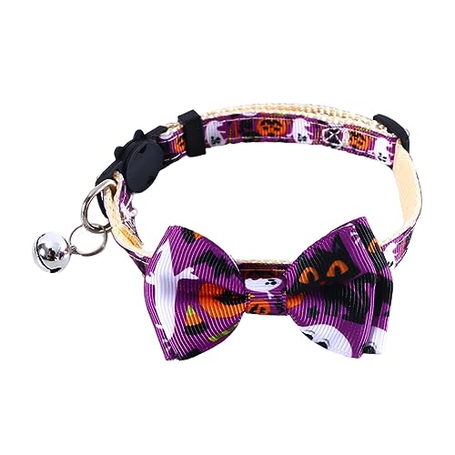 Haloppe Katzenhalsband, Halloween, Geister-Druck, Haustier-Halsband, Fotografie, Requisite, Schnellverschluss, Violett von Haloppe