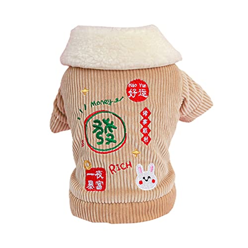 Haloppe Pet Apparel Dress Up Haustier Hund Welpe Winter Chinesischer Stil Mantel Dekor Hübsch Khaki S von Haloppe