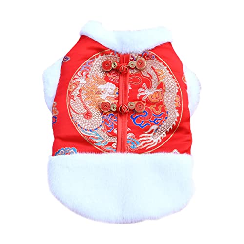 Haloppe Pet Cotton Clothing Chinesischer Stil Haustier Mantel Dress Up Universal Rot S von Haloppe