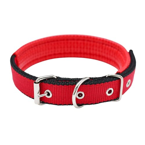 Haloppe Strapazierfähiges Haustierhalsband, langlebiges Haustierzubehör, Haustierhalsband, verstellbar, Nylon, Hundehalskreis mit Traktionsring, langlebiges Haustier-Umhängeband, Haustierbedarf, Rot / von Haloppe