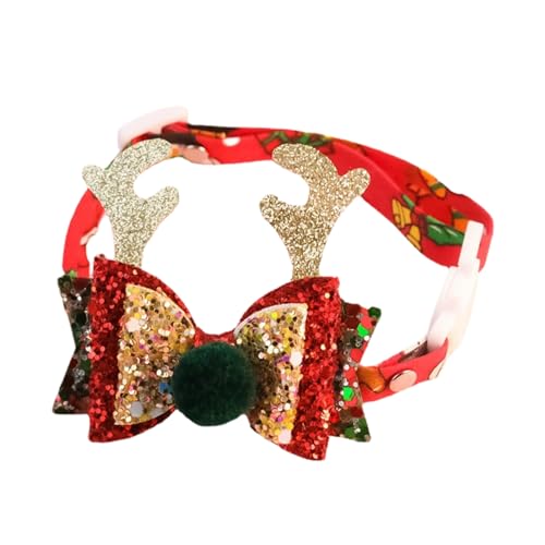 Haloppe Xmas Pet Halsband Xmas Themed Print Katze Halsband Haustier Schmuck mit Anhänger Dress Up Verschleißfest 1 S von Haloppe
