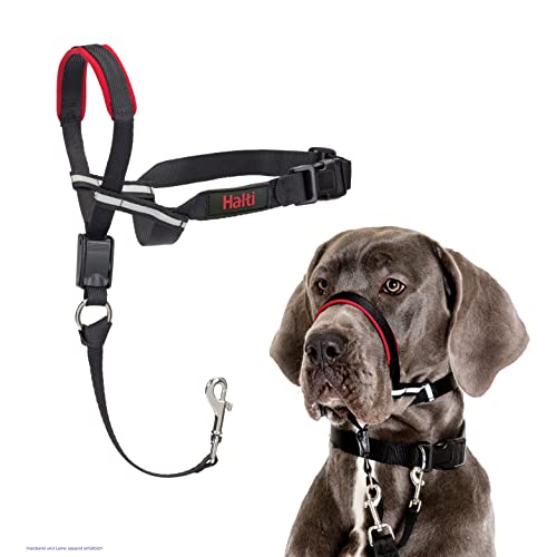 HALTI Optifit Kopfgeschirr, Größe Groß - Verhindert, dass Ihr Hund an der Leine zieht, Einfache Anpassung, Leicht, mit gepolstertem Nasenriemen, Anti-Zug-Halsband für große Hunde von Company of Animals