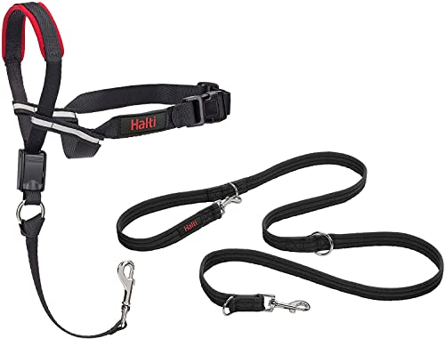 Halti Optifit Halfter und Trainingsleine Kombipack, Stop Dog Pulling on Walks with Halti, inklusive großem Halti Optifit Halfter und Doppelendleine, 14325W, schwarz von Halti