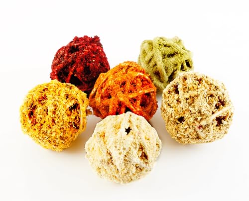 Hamster Spielzeug Snack Ball 6er Pack, Meerschweinchen und Kaninchen Spielzeug Beschäftigung aus Rattan, Knusprige Hamster und Kaninchen Leckerlies, Nager Zubehör, Kleintierfutter von Ham-Stake