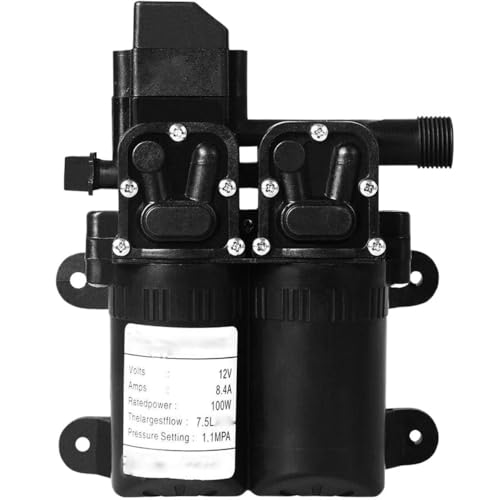 HamPaesk 1 stück DC 12 V 100 Watt 160 PSI 7.5L/Min Elektrische Doppelwasserpumpe Membran Automatischer Strömungsschalter Hochdrucksprüher Landwirtschaft von HamPaesk