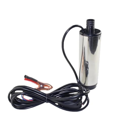 HamPaesk 1pc DC 12V 24V 51mm Wasserpumpe Tanken Gun Set Mit 4 Meter Schlauch Elektrische Tauch Edelstahl Stahl Diesel Öl Kraftstoff von HamPaesk