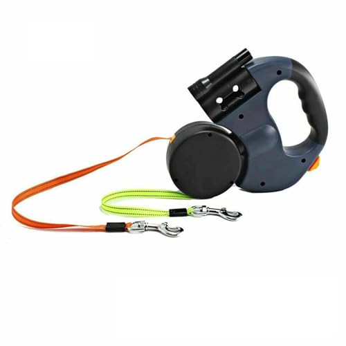 3M Doppel Hundeleine Einziehbar, Rutschfester Griff mit LED Licht 360° Verwicklungsfrei Starkes Nylonband Reflektierende Walking Leine für Kleine Hunde oder Katzen von Hamender