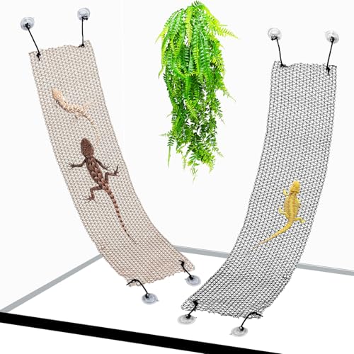 Bartdrachen-Hängematte Eidechse Klettern Hängematte Liege Faltbare Reptilien Klettern Wand Brücke Tank Zubehör für Gecko Schlange Einsiedler Krabbe Chamäleon (2 Stück) von Hamiledyi