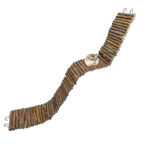 Biegsame lange Hängebrücke für Hamster, Kletterleiter, flexible Holzbrücke für Kleintiere, Nager, Maus (1 Stück) von Hamiledyi