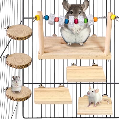 Chinchilla Holzleisten Hamsterständer Plattform Kleintiere Kletterspielzeug Käfig Zubehör für Streifenhörnchen, Eichhörnchen, Zuckergleiter, Rennmäuse, Mäuse, Ratten, Papageien von Hamiledyi