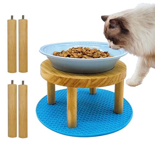 Erhöhte Katzennäpfe mit verstellbarer Höhe, flache Schale mit rutschfester Silikonmatte, Anti-Erbrechen, Wirbelsäulenentlastung, Schnurrhaarfreundlich, Keramik-Futternäpfe für Katzen, Kätzchen Erhöhte Katzennäpfe mit verstellbarer Höhe, flache Schale mit rutschfester Silikonmatte, Anti-Erbrechen, Wirbelsäulenentlastung, Schnurrhaarfreundlich, Keramik-Futternäpfe für Katzen, Kätzchen von Hamiledyi