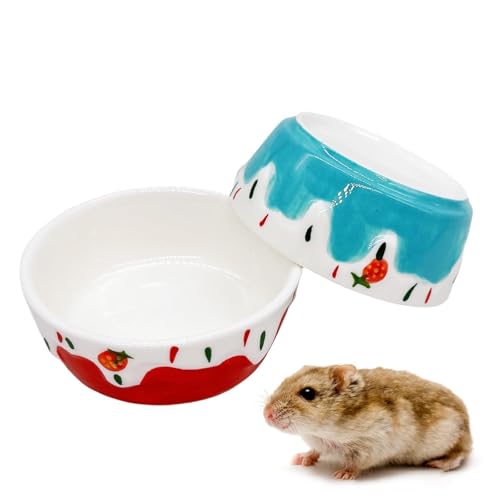 Futternapf für Hamster, Kleintiere, Keramik, Futternapf, Wassernapf, Meerschweinchen, verhindert Umkippen, für Meerschweinchen, Kaninchen, Rennmaus, Chinchilla, Igel, Ratten, 2 Stück, Farbe: Rot + Futternapf für Hamster, Kleintiere, Keramik, Futternapf, Wassernapf, Meerschweinchen, verhindert Umkippen, für Meerschweinchen, Kaninchen, Rennmaus, Chinchilla, Igel, Ratten, 2 Stück, Farbe: Rot + von Hamiledyi