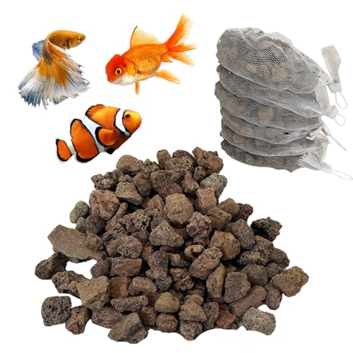 Hamiledyi Aquarium-Filtermedien, Bio-Kugeln, Keramikringe, Medien mit Netzbeutel für Aquarium und Teich, Kanister, biologischer Biofilter-Filter (schwarz), 2,7 kg von Hamiledyi