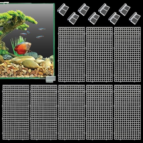 Hamiledyi Aquarium-Trennwand aus Kunststoff mit Clips, Gitter-Panel, Aquarium-Deckel, Haube, Aquarium-Trenner, Trennscheibe für gemischte Zucht, transparent, 8 Stück von Hamiledyi