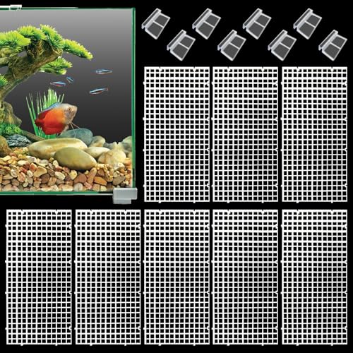 Hamiledyi Aquarium-Trennwand aus Kunststoff mit Clips, Gitter-Panel, Aquarium-Deckel, Haube, Aquarium-Trennwand, Trennscheibe für gemischte Zucht, 8 Stück, Weiß von Hamiledyi