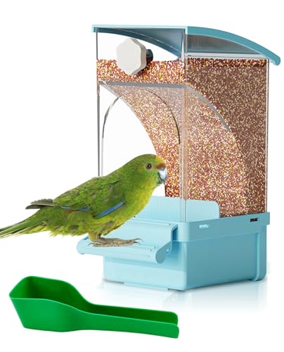 Hamiledyi Automatischer Vogelfutterspender für Vögel, kein Durcheinander, transparenter Acryl-Futterspender für Papageiensamen, Futterbehälter mit Sitzstange, Käfigzubehör für Sittiche, Finken Hamiledyi Automatischer Vogelfutterspender für Vögel, kein Durcheinander, transparenter Acryl-Futterspender für Papageiensamen, Futterbehälter mit Sitzstange, Käfigzubehör für Sittiche, Finken von Hamiledyi