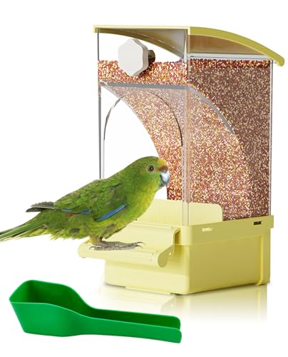 Hamiledyi Automatischer Vogelfutterspender für Vögel, kein Durcheinander, transparenter Acryl-Futterspender für Papageiensamen, Futterbehälter mit Sitzstange, Käfigzubehör für Sittiche, Finken Hamiledyi Automatischer Vogelfutterspender für Vögel, kein Durcheinander, transparenter Acryl-Futterspender für Papageiensamen, Futterbehälter mit Sitzstange, Käfigzubehör für Sittiche, Finken von Hamiledyi