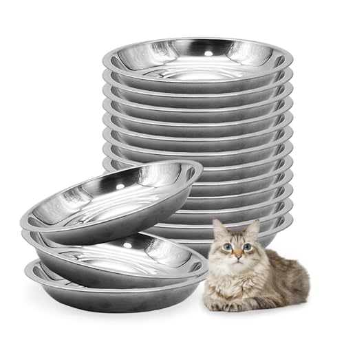 Hamiledyi Futternapf aus Edelstahl, flach, Metall, große Katzennäpfe, Ersatz-Futterteller, Schnurrhaar, Müdigkeit, Kätzchen, Futternapf für Hunde, Katzen und andere Kleintiere, 12 Stück (21,6 cm Hamiledyi Futternapf aus Edelstahl, flach, Metall, große Katzennäpfe, Ersatz-Futterteller, Schnurrhaar, Müdigkeit, Kätzchen, Futternapf für Hunde, Katzen und andere Kleintiere, 12 Stück (21,6 cm von Hamiledyi