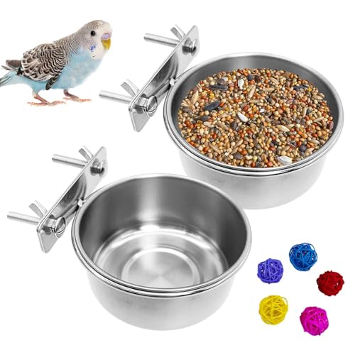 Hamiledyi Futterspender für Vögel, Edelstahl, Futterschale für Papageien, Vogelkäfig-Stallbecher, Klemmhalter, 5 Rattan-Bälle für Nymphensittiche, Sittiche, Wellensittiche, Wellensittiche, Lovebird Hamiledyi Futterspender für Vögel, Edelstahl, Futterschale für Papageien, Vogelkäfig-Stallbecher, Klemmhalter, 5 Rattan-Bälle für Nymphensittiche, Sittiche, Wellensittiche, Wellensittiche, Lovebird von Hamiledyi