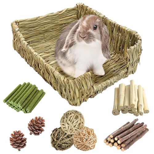 Hamiledyi Großes Kaninchengrasbett für Kaninchen, 21 Stück, Kauspielzeug, natürlich, handgefertigt, gewebte Heumatte, Hamster, Strohkorb, Kleintiere, Bettwäsche für Meerschweinchen, Chinchillas, Hamiledyi Großes Kaninchengrasbett für Kaninchen, 21 Stück, Kauspielzeug, natürlich, handgefertigt, gewebte Heumatte, Hamster, Strohkorb, Kleintiere, Bettwäsche für Meerschweinchen, Chinchillas, von Hamiledyi