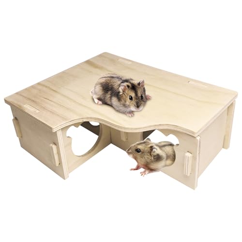 Hamiledyi Hamster-Labyrinth aus natürlichem Holz – Mehrkammer-abnehmbarer Kleintier-Lebensraum mit Erkundungstunneln, Bereicherung, Aktivitätsspielzeug für Zwerghamster, Rennmäuse, Mäuse, Ratten von Hamiledyi
