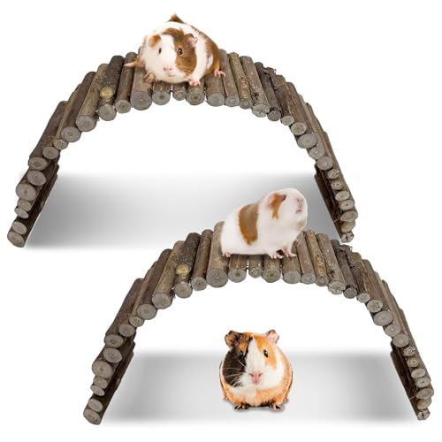 Hamiledyi Hamsterbrücke aus Holz, Hamster, Kletterleiter, Rattenleiter, Brücke, Kleintiere, Käfigzubehör für syrische Zwerge, Rennmäuse, Zuckergleiter, Holzversteck, Spielzeug (65 x 8,9 cm), 2 Stück von Hamiledyi
