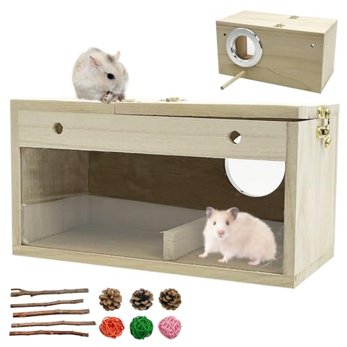 Hamiledyi Hamsterversteck Holz Hamsterhaus Syrisches Hamsterversteck mit Acrylplatte & Kauspielzeug Kleintiere Haus Lebensraum Dekor Secret Peep Schuppen für Zwerghamster Rennmäuse Mäuse Lemmings Hamiledyi Hamsterversteck Holz Hamsterhaus Syrisches Hamsterversteck mit Acrylplatte & Kauspielzeug Kleintiere Haus Lebensraum Dekor Secret Peep Schuppen für Zwerghamster Rennmäuse Mäuse Lemmings von Hamiledyi