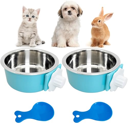 Hamiledyi Hundenapf für Katzen, abnehmbarer Edelstahlnapf zum Aufhängen, kein Verschütten, langlebig, abnehmbares Design, passend für kleine und mittelgroße Hundekäfige (2 Stück, Blau Hamiledyi Hundenapf für Katzen, abnehmbarer Edelstahlnapf zum Aufhängen, kein Verschütten, langlebig, abnehmbares Design, passend für kleine und mittelgroße Hundekäfige (2 Stück, Blau von Hamiledyi