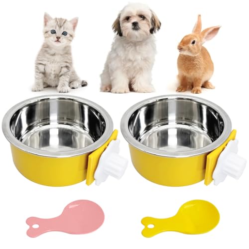 Hamiledyi Hundenapf für Katzen, abnehmbarer Edelstahlnapf zum Aufhängen, kein Verschütten, langlebig, abnehmbares Design, passend für kleine und mittelgroße Hundekäfige (2 Stück, Gelb Hamiledyi Hundenapf für Katzen, abnehmbarer Edelstahlnapf zum Aufhängen, kein Verschütten, langlebig, abnehmbares Design, passend für kleine und mittelgroße Hundekäfige (2 Stück, Gelb von Hamiledyi