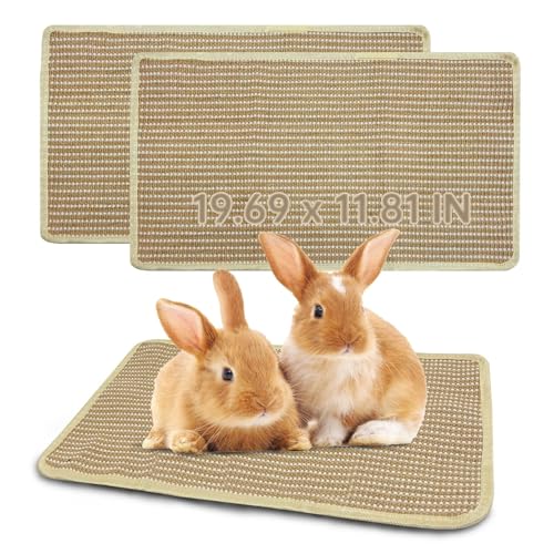 Hamiledyi Kaninchen-Kratzmatte für Kleintiere, Kletterteppich, Sisal-Teppich, Kratzmatte mit Klettband, verdickter Hasenkratzteppich (M-50 cm L x 30 cm B) von Hamiledyi
