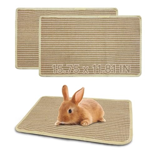 Hamiledyi Kaninchen-Kratzmatte für Kleintiere, Kletterteppich, Sisal-Teppich, Kratzmatte mit Klettband, verdickter Hasenkratzteppich (S-40 cm L x 30 cm B) von Hamiledyi
