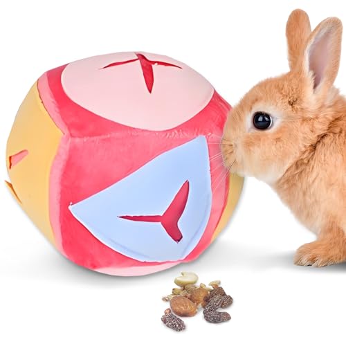 Hamiledyi Kaninchenspielzeug mit Glocke, Futtersuche Schnüffelball, Kauanreicherungsspielzeug für Indoor-Kaninchen und Kleintiere zum Spielen und Entspannen (Rot) von Hamiledyi