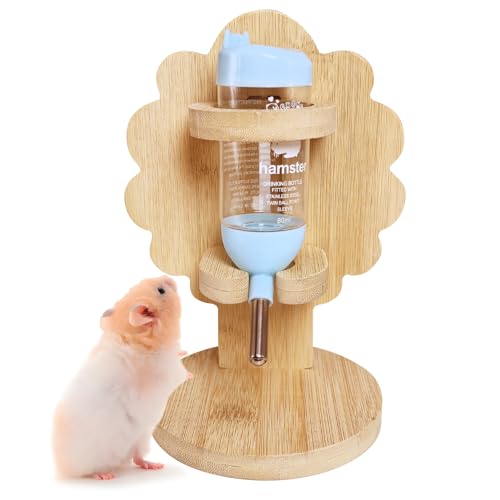 Hamiledyi Kleine Tierwasserflasche mit verstellbarem Ständer und Haken zum Aufhängen, auslaufsicherer Nager-Wasserspender für Hamster, Meerschweinchen, Rennmäuse (Stil B) von Hamiledyi