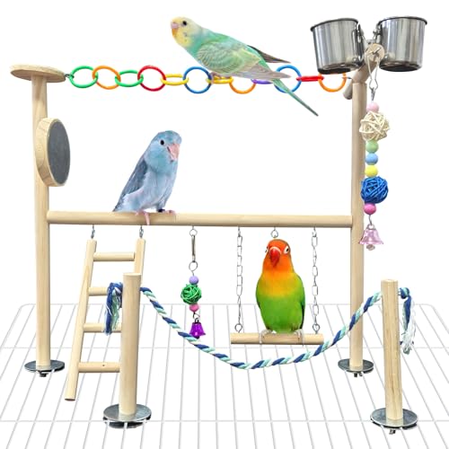 Hamiledyi Kleiner Vogelspielplatz, Naturholz für die Oberseite des Käfigs, Vogelsitzstange für Papageien, Spiel, Fitnessstudio, Spielzeug für kleine Vögel, Papageien, Nymphensittiche, Liebesvögel Hamiledyi Kleiner Vogelspielplatz, Naturholz für die Oberseite des Käfigs, Vogelsitzstange für Papageien, Spiel, Fitnessstudio, Spielzeug für kleine Vögel, Papageien, Nymphensittiche, Liebesvögel von Hamiledyi