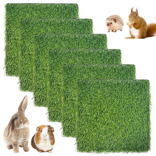 Hamiledyi Künstliche Kaninchengrasmatte, wiederverwendbar, für Welpen, Kaninchen, Chinchilla, Trainer, Bodenmatte, für drinnen und draußen, 6 Stück Hamiledyi Künstliche Kaninchengrasmatte, wiederverwendbar, für Welpen, Kaninchen, Chinchilla, Trainer, Bodenmatte, für drinnen und draußen, 6 Stück von Hamiledyi